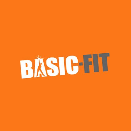 Logo Basic-Fit sur fond orange.