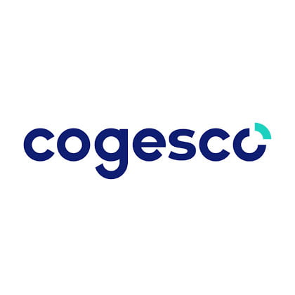 Logo de l'entreprise "Cogesco" en bleu et turquoise.