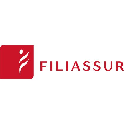 Logo rouge de Filassur avec icône stylisée.