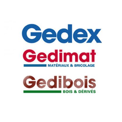 Logos Gedex, Gedimat et Gedibois.