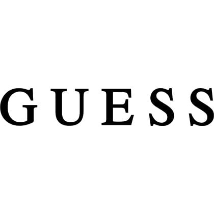 Logo noir de la marque Guess.
