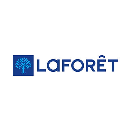 Logo Laforêt avec arbre stylisé bleu